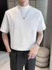 Harajuku sin marca artística versátil casual ins simple moderno cuello medio alto manga corta camiseta nueva moda japonesa