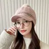 Chapéu Casual Versátil Estilo Coreano para Mulheres Outono e Inverno Pelo de Coelho Bico de Pato Ciclismo Chapéu Quente Inverno Proteção de Orelha Chapéu de Lã Tricotado