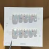 Unhas postiças artesanais estilo Ins, elegantes e estilosas, formato gatinho, de alta qualidade, que valorizam as mãos, de comprimento curto, atacado de adesivos de unhas postiças