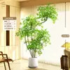 Planta Artificial Verde Nandina Bambu Planta Falsa High-End Luxo Leve Árvore Decorativa para Sala de Estar Ornamentação de Chão Interna Grande em Vaso