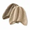 Chapéu de Cashmere Liso Novo Outono/Inverno 2023 para Homens e Mulheres, Chapéu de Lã Tricotado Quente com Proteção para Orelhas, Chapéu Aviador
