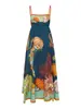 Moda Feminina Europeia e Americana Transfronteiriça Verão 2026 Novo Vestido Sexy Flare de Linho Sem Mangas com Alças Estampa Graffiti