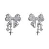 Aretes de Lazo de Diamantes Explosión de Libro de Caperucita Roja Diseño Nicho Moda Elegante Aretes de Celebridad de Internet Aretes de Pin de Plata 925