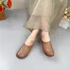 Primavera de 2024 novidades em estoque sapatos de couro bovino de primeira camada viscose cor sólida bico fechado chinelos casuais diários femininos