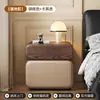 Mesita de Noche de Madera Maciza Estilo Antiguo 2026 Modelo Nuevo Diseño Sencillo Gabinete de Almacenamiento para Dormitorio Pequeño Gabinete de Noche de Cuero