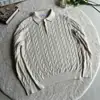 Novas camisas POLO de outono e inverno, suéteres de tricô, estilo old money masculino, gola de lapela, textura em tricô trançado, atacado de fábrica transfronteiriço