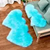 Tapete de pelúcia fofo multicolorido de pelo longo, formato de coração de pele sintética, coração de amor, coração duplo, duas pessoas, casal, hotel, celebração de casamento