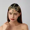 Tocados Metálicos Europeos y Americanos, Joyería de Aleación Estilo Étnico Retro, Cadena para el Cabello Artística y de Alta Gama con Borla Larga para Celebraciones de Festivales