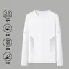 Camiseta deportiva casual para hombre de manga larga con estampado, moderna para adolescentes, adecuada para todas las estaciones, cuello redondo, top básico de manga larga