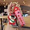 Chaveiro de urso morango fofo de desenho animado, pingente de coelho, chaveiro de carro, mochila escolar de estudante, pequeno presente, atacado
