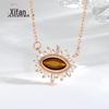 Colar de Prata Esterlina S925 com Pedra Olho de Tigre e Olho de Diabo para Mulheres, Design Único de Nicho Europeu e Americano, Pingente Estilo Palácio de Luxo Leve