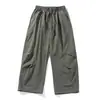 Calças cargo de algodão plissadas estilo retro japonês, perna reta, paraquedista, marca da moda primavera e outono, unissex, corte solto, com caimento, calças compridas casuais