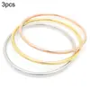 Anel Redondo Liso Estilo Antigo Sem Solda, Aço Inoxidável 304 Fio Redondo 3mm, Design Peça Única Pulseira Empilhável para Mulheres