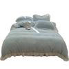 Juego de Cuatro Piezas Estilo Princesa de Terciopelo de Leche Clase A, Funda de Edredón de Terciopelo Bordado con Encaje de Alto Peso, Ropa de Cama de Invierno, Lujo Ligero