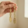 Brincos Pendentes de Franja Ovais Martelados Simples de Alta Qualidade para Mulheres Design de Nicho Elegante Francês Acessórios de Brinco para o Dia a Dia