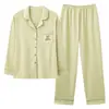 Pijama de Algodón Puro para Mujer con Mangas Largas y Pantalón Largo, Cuello Solapa, Conjunto de Ropa de Casa Dulce y Lindo con Letras para Primavera y Otoño, Adecuado para Usar Afuera