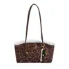 Bolso de Mano Versátil de Moda con Estampado de Leopardo, Diseño Elegante, Otoño 2025 para Mujer, Bolso Tote de Hombro Único, Bolso Grande de Moda