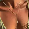 Amazon Cruzada Transfronteriza Collar Cruzado Gargantilla en Forma de Y Moda Ins Joyería Personalizada Venta al por Mayor Nicho Sin Decoloración