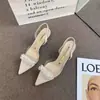 Elegantes Sandalias de Moda con Tira Trasera Estilo Francés 2025 Verano Nuevas de Moda Populares con Punta Cerrada y Espalda Descubierta Sandalias de Tacón Alto para Mujer