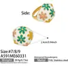 Anillo de Flor Tridimensional Colorido con Goteo de Aceite Estilo Francés Vintage, Elegante Anillo de Declaración de Moda Retro de Lujo Ligero para Mujer