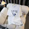 Camiseta de manga corta Lightning Warehouse para mujer, verano 2026, ropa interior, comercio exterior, estampado de dibujos animados de Ins, camiseta blanca holgada, top para mujer