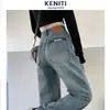 Jeans Wide Leg Feminino Chegada Nova Primavera e Outono 2024 Aparência Pequena Slim Caimento Alto Solto Cintura Alta Calça Reta