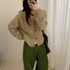 Jaqueta Cardigan de Tricô Macio Aderente Suave Feminina Primavera Outono Novo Estilo Estilo Coreano Fio Floral Solta Preguiçosa Jaqueta Cardigan de Tricô Feminina