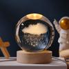 Bola de Cristal Creativa Luz Nocturna Luminosa Adorno de Escritorio Grabado Láser 3D Sistema Solar Base de Madera Regalo de Graduación