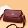 Textura de Cuero Genuino Gran Capacidad Bolso de Hombro Cruzado para Mujer Bolso Cuadrado con Relieve de Hoja Multicapa Moda Nuevo Transfronterizo