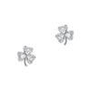 S999 Plata de Pie Zircón Super Brillante Pendientes de Trébol de la Suerte Lujo Ligero Diseño de Alto Sentido Pendientes de Diseño de Nicho Venta al por Mayor