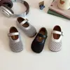Moda Infantil Ropa Exterior Zapatos de Piel 2025 Verano Nuevo Bebé Malla Calados Elegantes Zapatos de Princesa Mocasines Tejidos