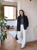 Jeans Rectos de Pierna Ancha Blancos Holgados de Talla Grande para Mujer Otoño e Invierno Caídos Perezosos Adelgazantes Casuales de Color Sólido