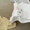 Camiseta de Algodón Estilo Ins de Dibujos Animados de Manga Larga para Primavera y Otoño para Niños y Niñas, Top Casual Versátil de Animalitos Bebé, Suave para Bebés y Niños Pequeños
