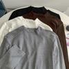 Elegante Camiseta Básica de Color Puro con Mangas Largas para Mujer con Lana de Oveja, Corte Ajustado y Top tipo Camiseta Interior, Nuevo Estilo Otoño e Invierno