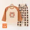 Suéter de manga larga100% algodón puro, pijama infantil, estilo otoño con dibujos animados lindos para niños y niñas, adecuado para niños pequeños y bebés, ropa de casa 100% algodón