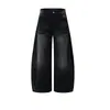 Jeans de Cintura Alta Americano Calça Wide-Leg Calça Foice Marca Tendência Masculina Punk Calça Longa Vinco Lavagem Desbotada Desgastado Solta Calça Pai