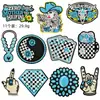 Patch Bordado Turquesa Boêmio Decoração Xadrez de Cowboy Ocidental Patch de Emblema Bordado para Roupa Bolsa