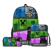 Bolsa Escolar Minecraft Mais Vendida Bolsa de Ombro para Estudante Estojo de Lápis Estampado de Desenho Animado Leve à Prova de Respingos Grande Capacidade Conjunto de Três Peças