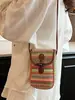 Bolso de paja bicolor para vacaciones en la playa para mujer, nuevo bolso pequeño cruzado de verano 2026, popular bolso tejido a mano para teléfono