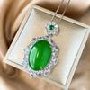 Joias Zhuang Shengsheng Cobre Banhado a Ouro Semente de Gelo Fluorescente Forma de Fio Calcedônia Verde Pedra de Terno de Luxo 18*25-13*18
