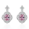 Collar Colgante de Diamante de Alto Carbono Rosa Seco de Nuevo Lujo Transfronterizo para Mujer, Popular Set de Anillo y Pendientes Estilo Europeo y Americano