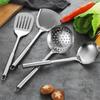 Espátula de aço inoxidável conjunto de utensílios de cozinha colher de sopa para cozinhar espátula cabo de tubo redondo espátula de cozinha anti-queimadura espátula para fritar escorredor grande presente