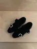 Zapatos planos de estilo francés para mujer, con forro de forro polar y adornos de pedrería gris, colección de invierno 2025, zapatos Mary Jane cálidos y mullidos
