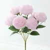 Ramo de flores artificiales de peonía 7 flores de peonía ramo de novia para bodas decoración de arreglo floral para hotel sala de estar peonías flores falsas