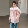 Casaco de Inverno com Asas de Anjo para Meninas, Eco-Friendly, Pelo Sintético, Lã de Imitação, Capuz, Estilo Coreano, Gola de Pelo, Pelo de Bebê, Casaco de Pelo Infantil