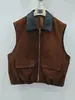 Haining 2026 Otoño Nuevo Estilo Europeo Chaleco de Piel de Oveja Chaleco Corto Casual con Cuello Tejido Chaqueta de Cuero Genuino para Mujer