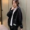 Abrigo Corto Casual con Capucha para Mujer 2025 Primavera Estilo Coreano Suelto Cárdigan Waffle Sudadera Talla Grande Uniforme de Béisbol Trendy