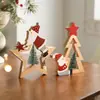 Adornos Navideños de Madera Pintada de Gran Venta, Artículos Decorativos de Madera para Mesa de Papá Noel en su Trineo, Árbol de Navidad
