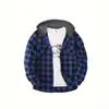 Amazon Explosions Talla Europea y Americana Hombre Moda Neoyorquina Tendencia Sudadera con Capucha Cuadros Sudadera con Capucha de Franela
