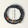 Olho de Tigre Amarelo Bronze do Tibete Círculo Duplo Pulseira de Contas para Casal Moda Feminina Versátil para o Dia a Dia Pulseira de Obsidiana Prateada Atacado